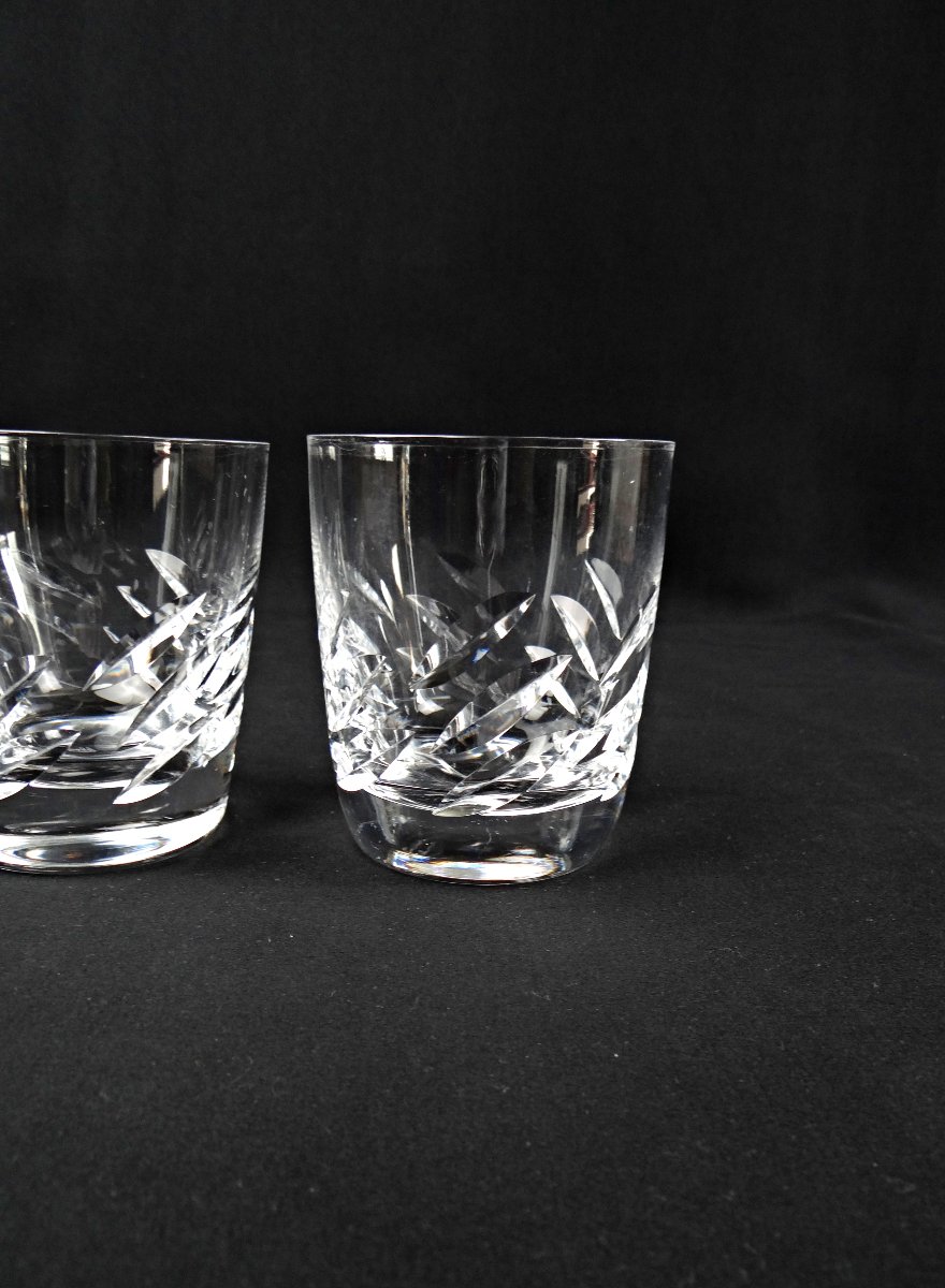 Lalique France Pair Of Crystal Whisky Glasses Artois Model Of 1950-photo-3