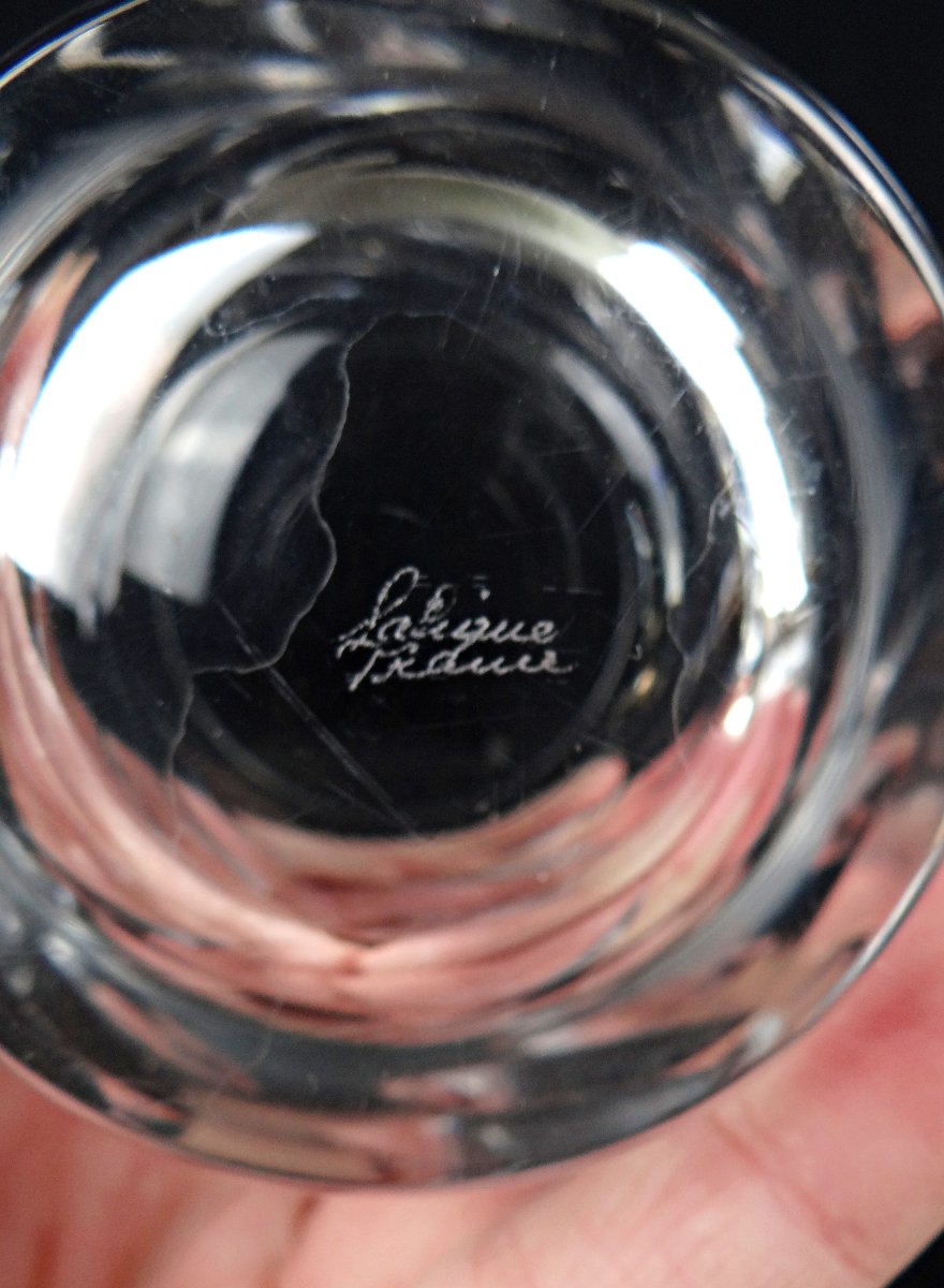 Lalique France Pair Of Crystal Whisky Glasses Artois Model Of 1950-photo-4