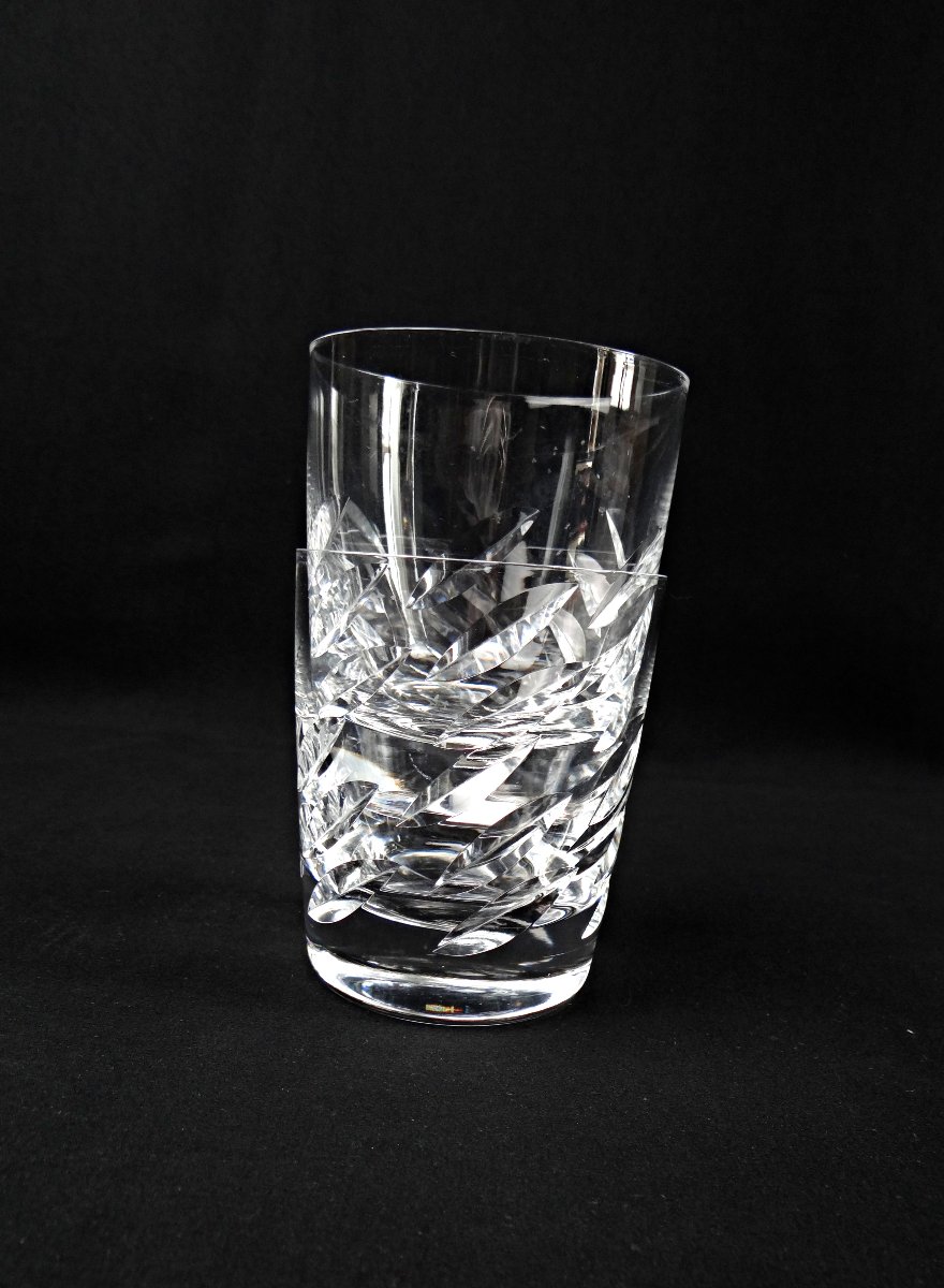 Lalique France Pair Of Crystal Whisky Glasses Artois Model Of 1950-photo-8