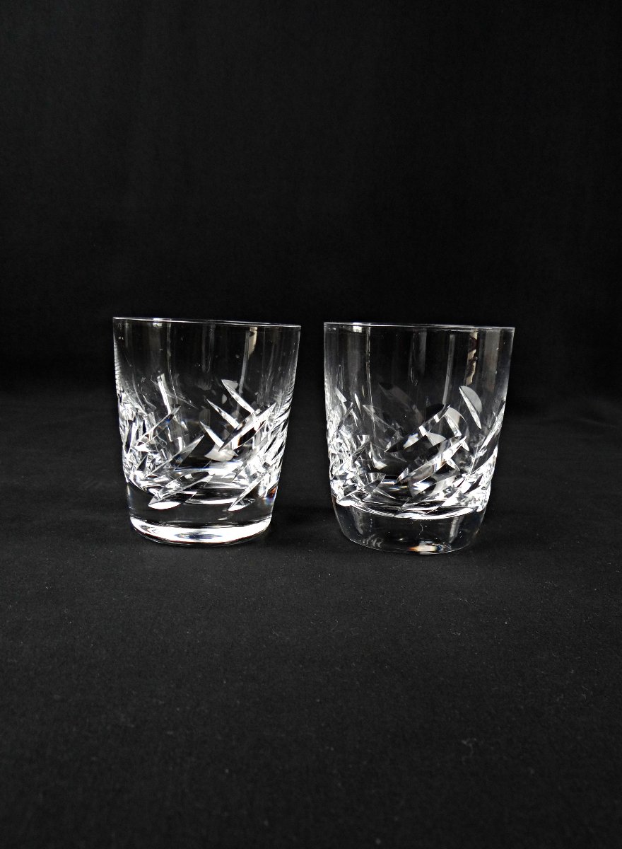 Lalique France Pair Of Crystal Whisky Glasses Artois Model Of 1950