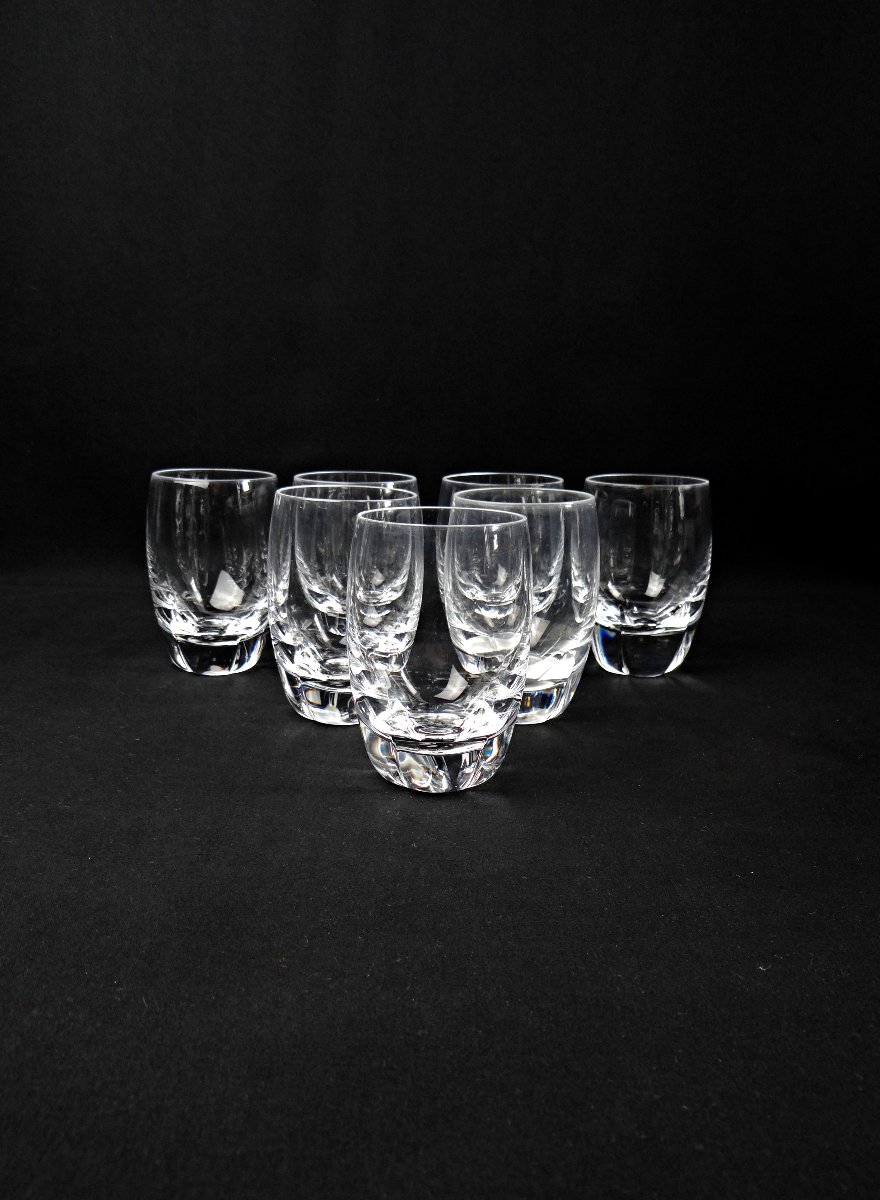 Lalique France Series Of 7 Highland Crystal Glasses Mid 20th Century-photo-2