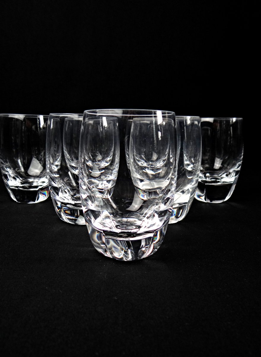 Lalique France Series Of 7 Highland Crystal Glasses Mid 20th Century-photo-4