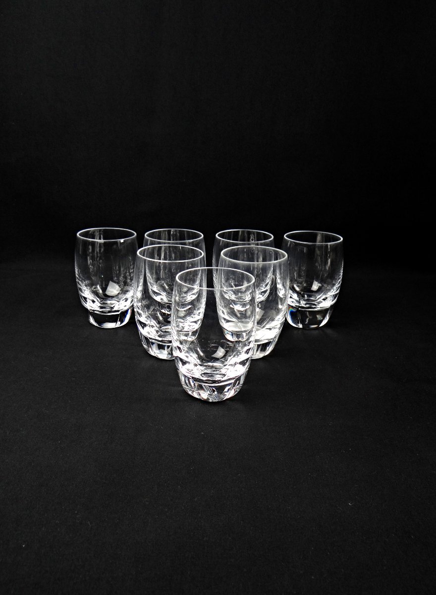 Lalique France Series Of 7 Highland Crystal Glasses Mid 20th Century