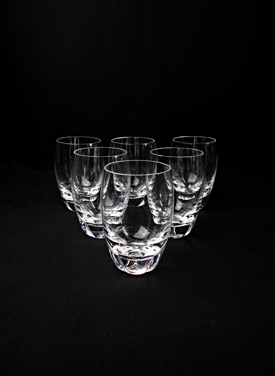 Lalique France série de 6 verres en cristal modèle Highland  milieu XXe