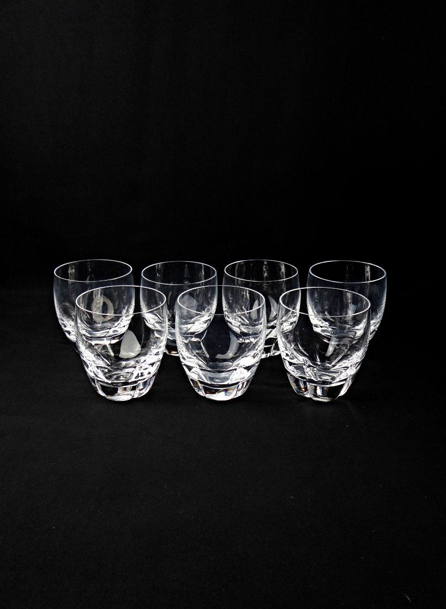 Lalique France série de 7 verres à whisky en cristal modèle Highland milieu XXe-photo-2