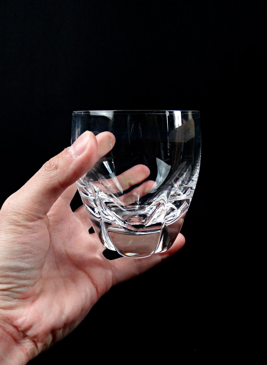 Lalique France série de 7 verres à whisky en cristal modèle Highland milieu XXe-photo-1