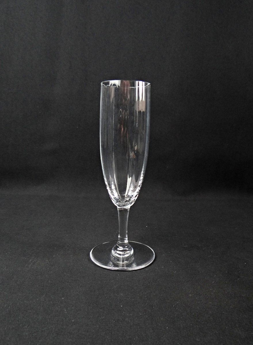 Baccarat série de 6 flûtes à champagne en cristal modèle Montaigne Optic-photo-3