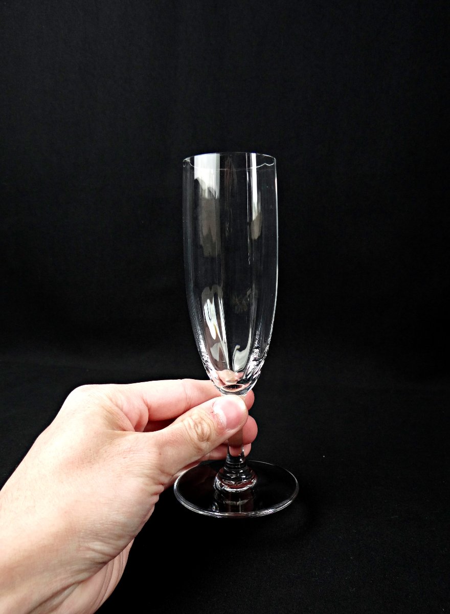 Baccarat série de 6 flûtes à champagne en cristal modèle Montaigne Optic-photo-4