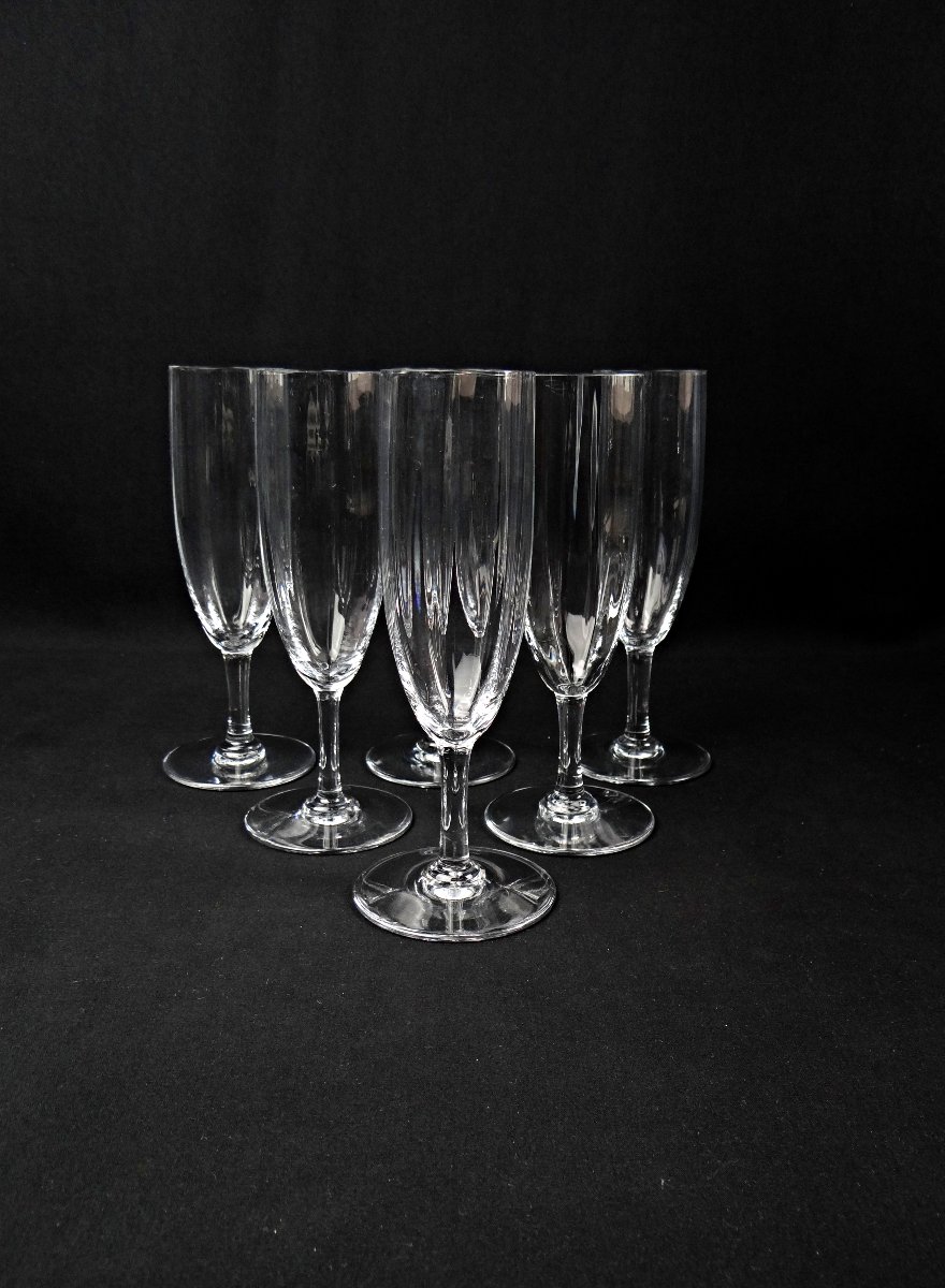 Baccarat série de 6 flûtes à champagne en cristal modèle Montaigne Optic-photo-7