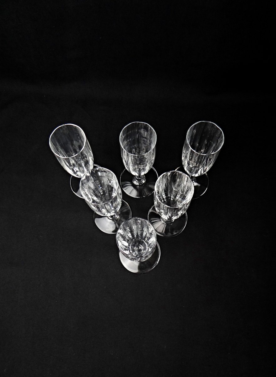Baccarat série de 6 flûtes à champagne en cristal modèle Montaigne Optic-photo-5