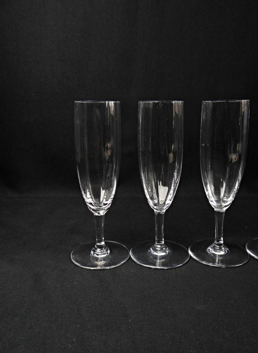 Baccarat série de 4 flûtes à champagne en cristal modèle Montaigne Optic -photo-2