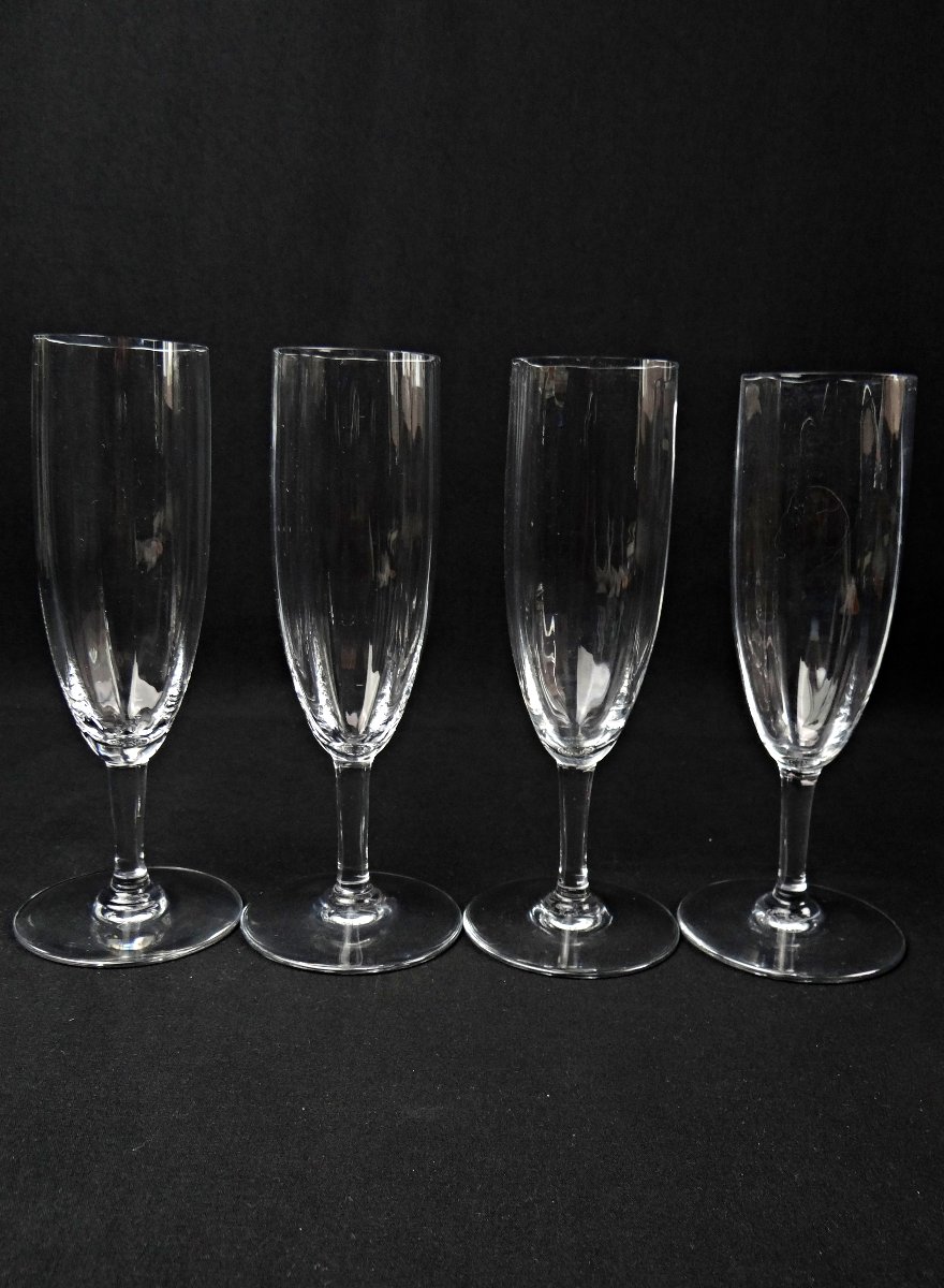 Baccarat série de 4 flûtes à champagne en cristal modèle Montaigne Optic -photo-3