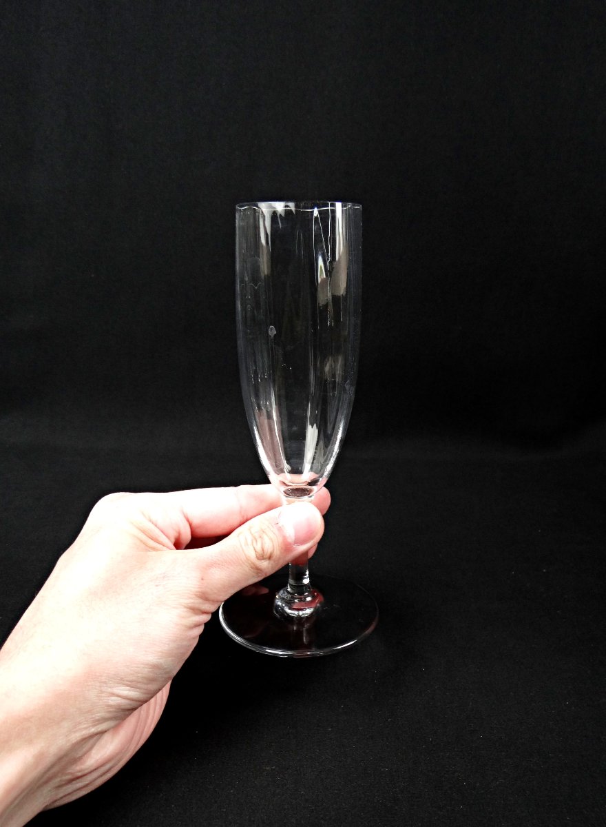 Baccarat série de 4 flûtes à champagne en cristal modèle Montaigne Optic -photo-1
