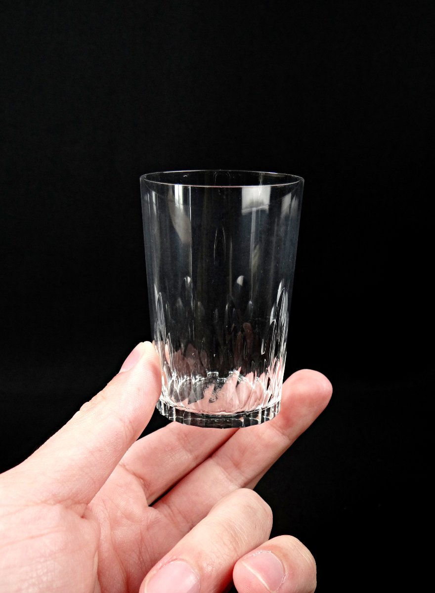 Baccarat Series Of 9 Richelieu Crystal Goblets With Diamond Points-photo-1
