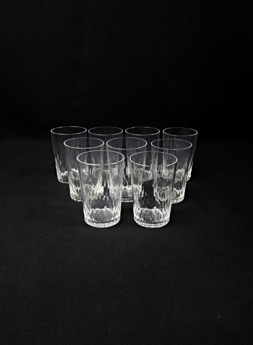 Baccarat Series Of 9 Richelieu Crystal Goblets With Diamond Points