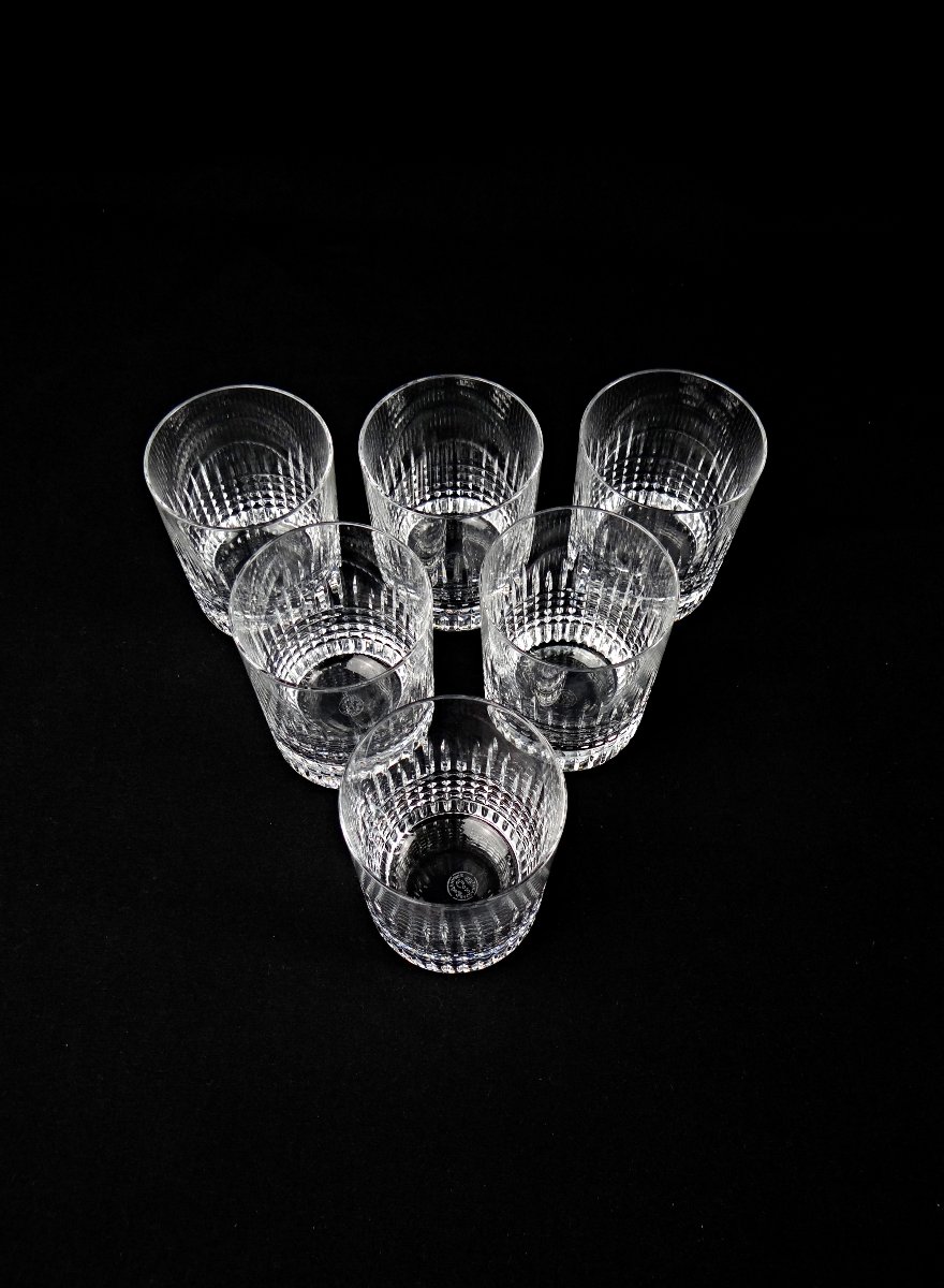 Baccarat France série de 6 gobelets à whisky en cristal modèle Nancy début XXe -photo-4