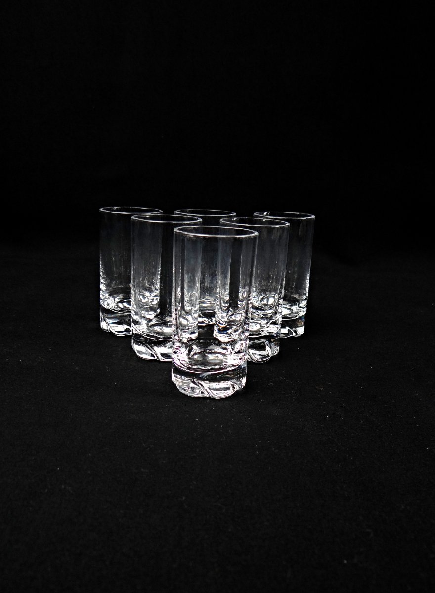 Daum France série de 6 gobelets à liqueur en cristal milieu XXe -photo-2