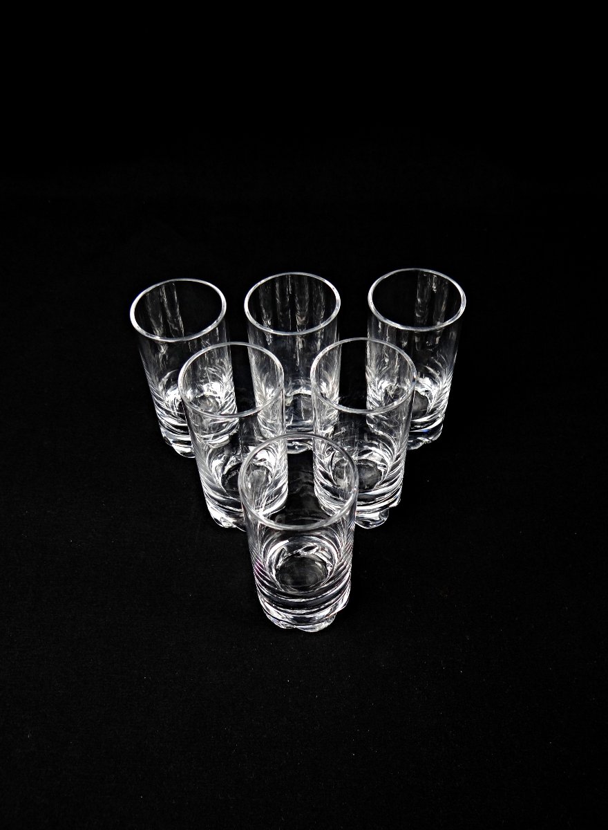 Daum France série de 6 gobelets à liqueur en cristal milieu XXe -photo-3