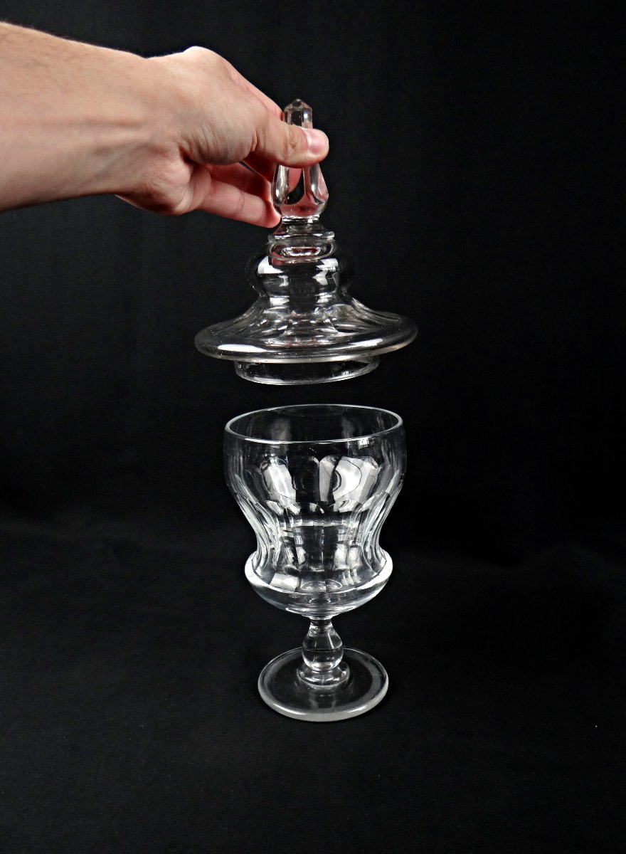 Large Crystal Drageoir Cut In The Baccarat Style Of The 19th Century-photo-1