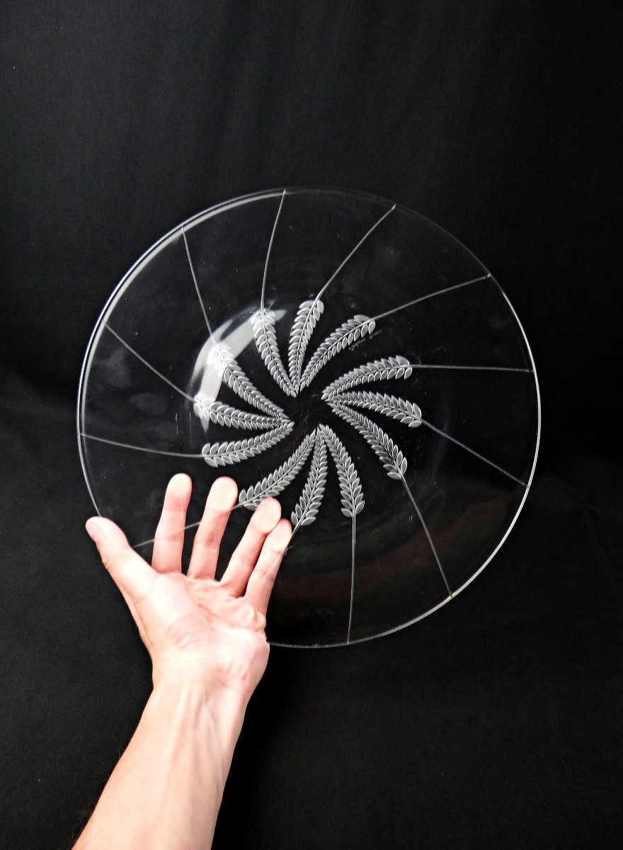 Lalique France Wheat-ear Dish, Lucerne Model, Modernism, Mid-20th Century-photo-2