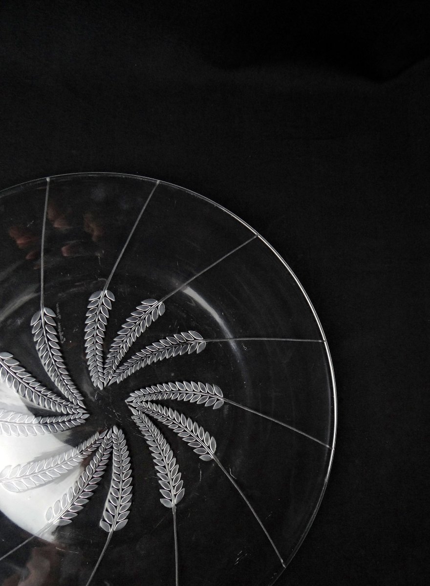 Lalique France Wheat-ear Dish, Lucerne Model, Modernism, Mid-20th Century-photo-3
