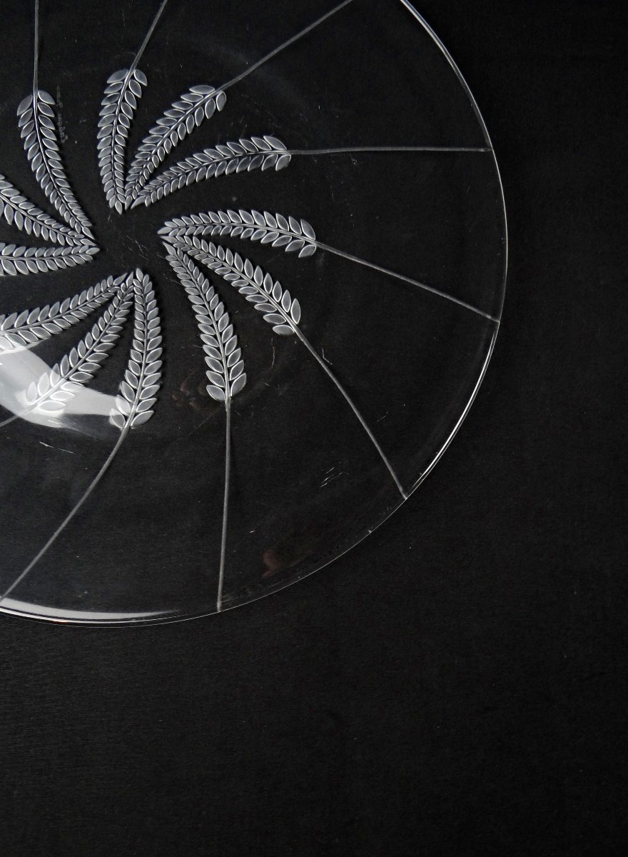 Lalique France Wheat-ear Dish, Lucerne Model, Modernism, Mid-20th Century-photo-5