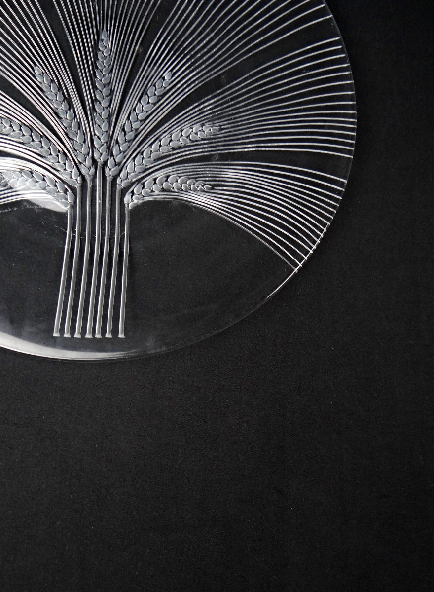 Lalique France Wheat-ear Dish, Verneuil Model, Modernism, Mid-20th Century-photo-2