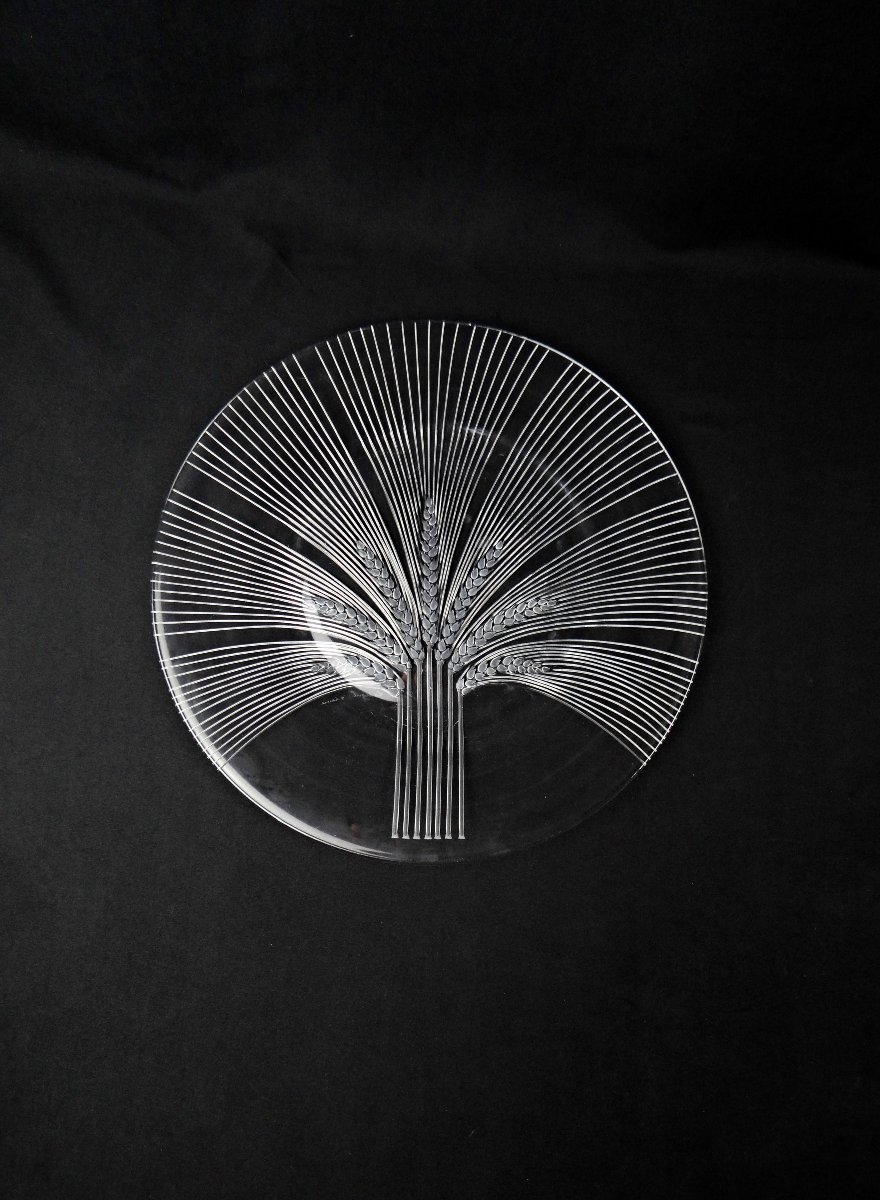 Lalique France Wheat-ear Dish, Verneuil Model, Modernism, Mid-20th Century
