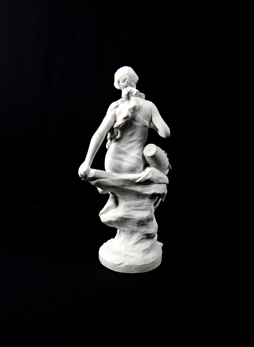 Sculpture Art Nouveau en biscuit signée Edouard Drouot porcelaine de Sèvres fin XIXe-photo-2