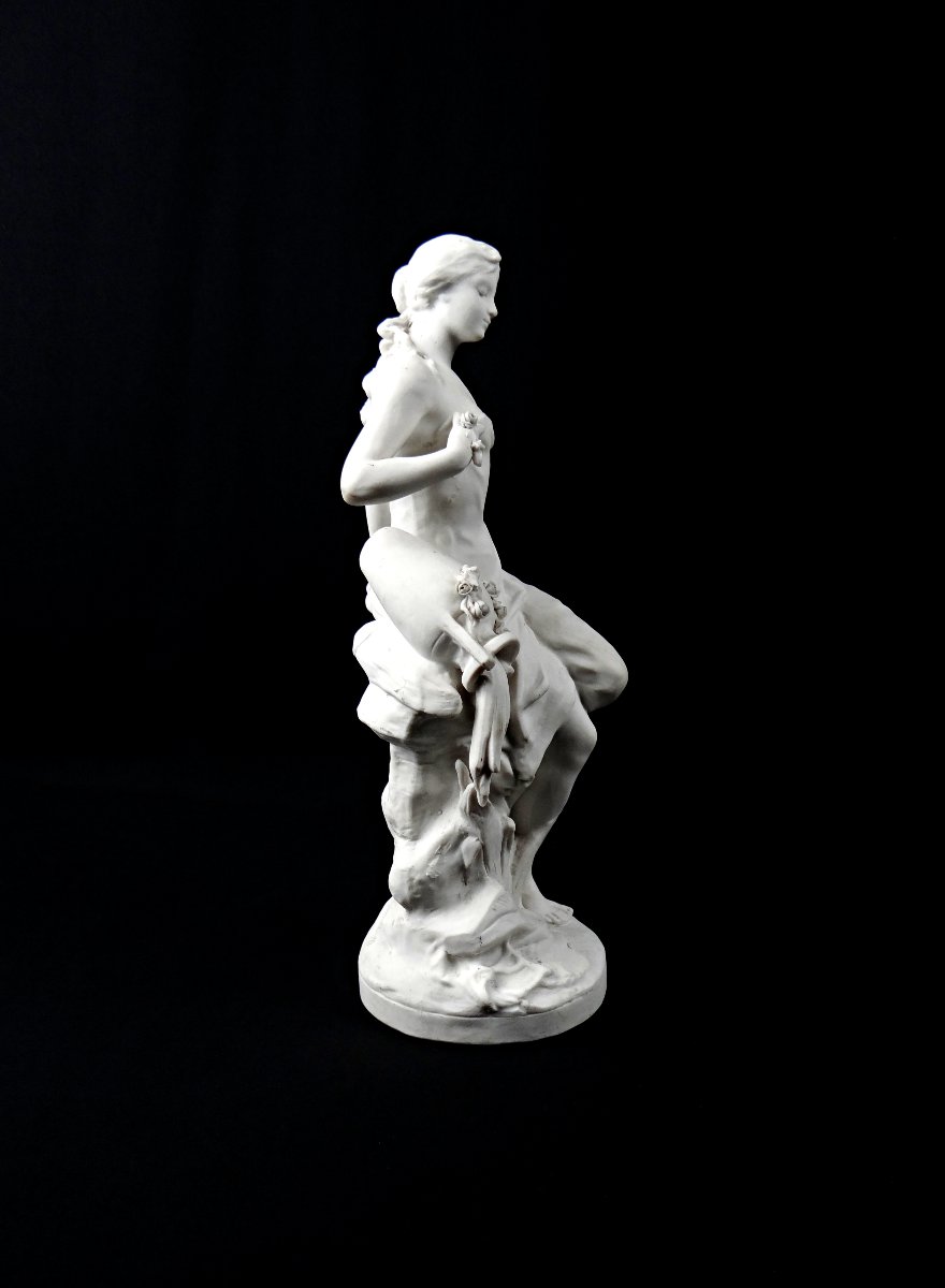 Sculpture Art Nouveau en biscuit signée Edouard Drouot porcelaine de Sèvres fin XIXe-photo-3