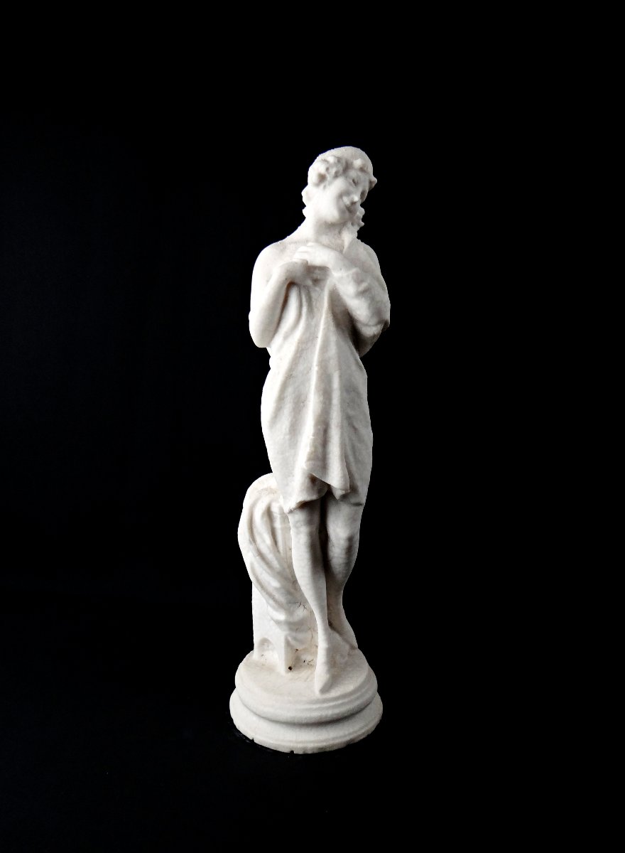 Statue Art Déco en calcaire ou eau pétrifiée d'une femme élégante début XXe -photo-5