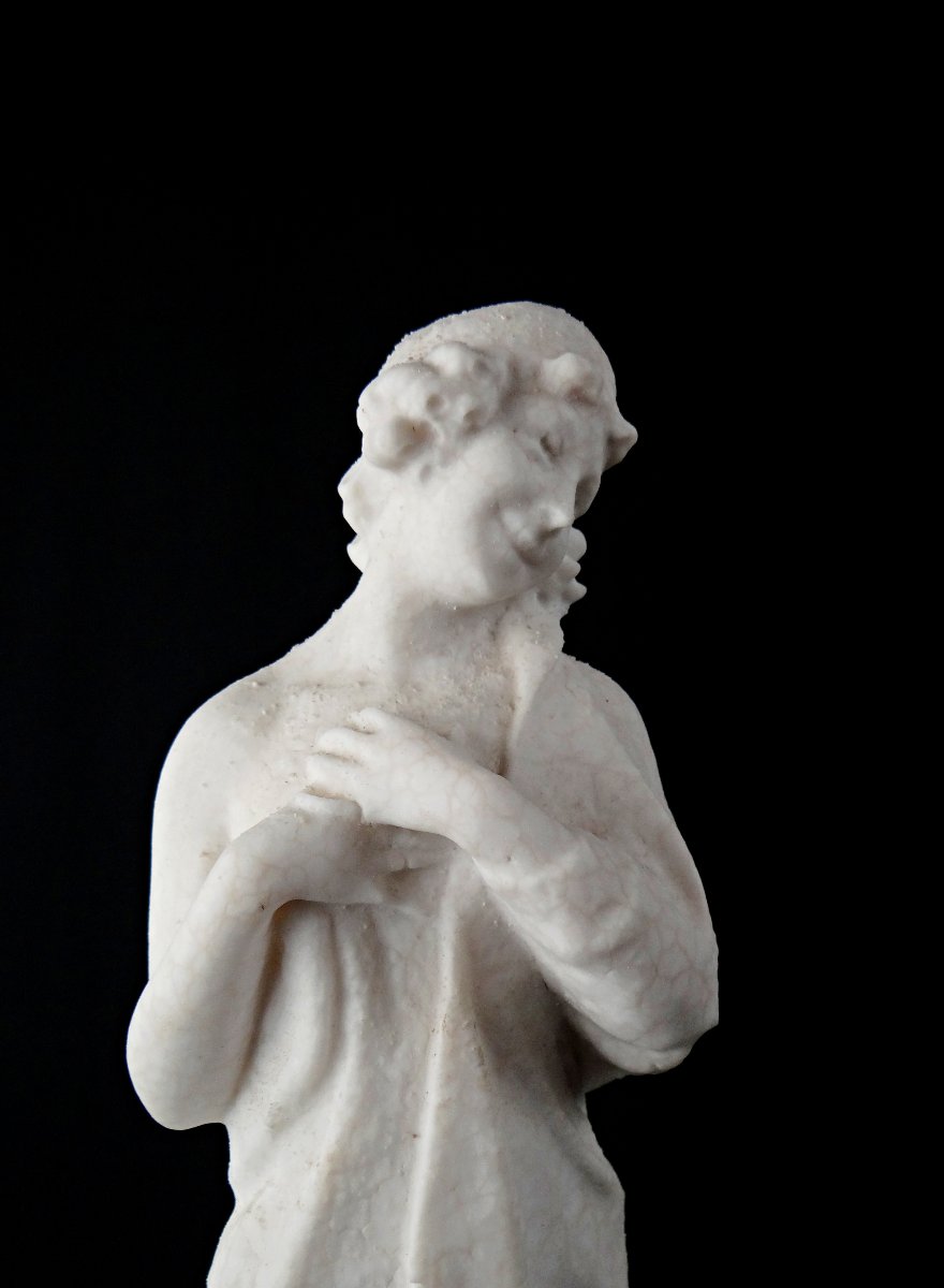 Statue Art Déco en calcaire ou eau pétrifiée d'une femme élégante début XXe -photo-6