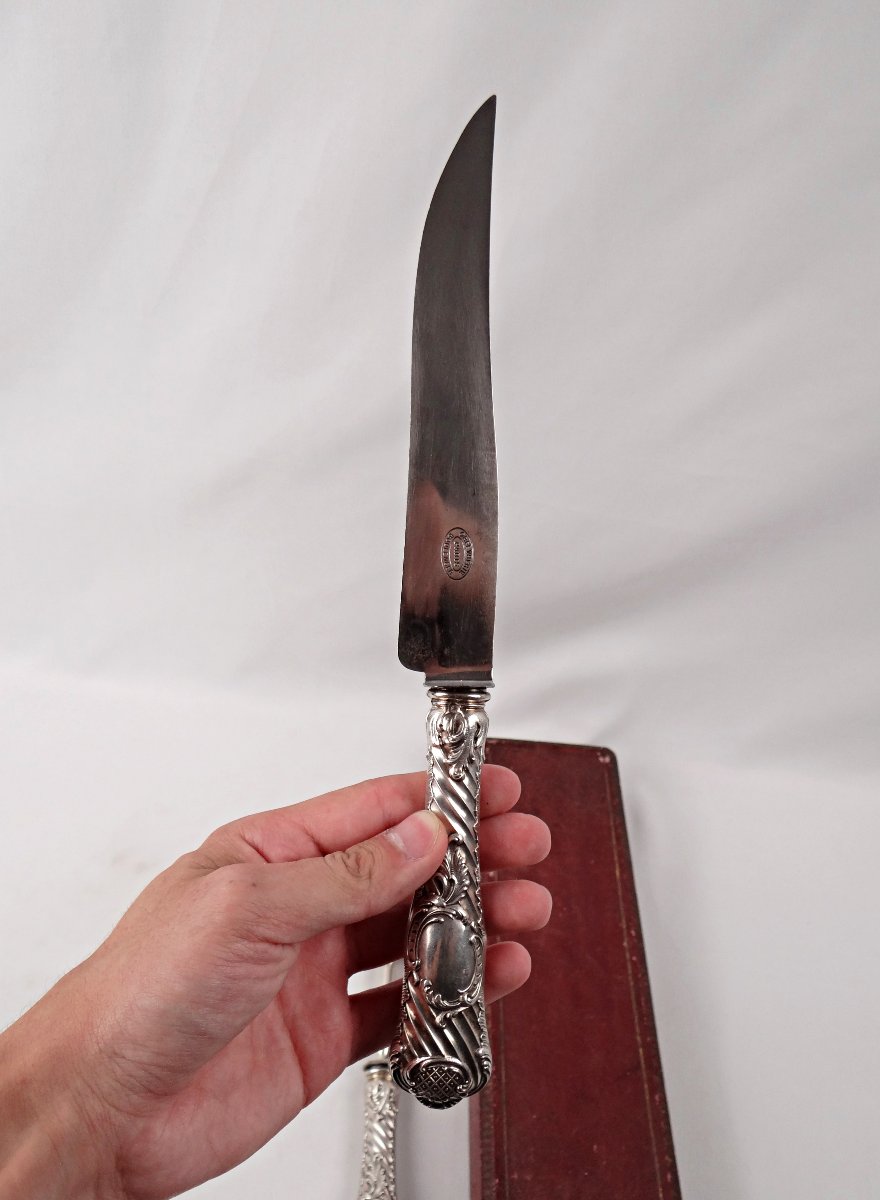 Couverts a gigot en argent Boulenger orfèvrerie Parisienne style baroque XIXe siècle-photo-2