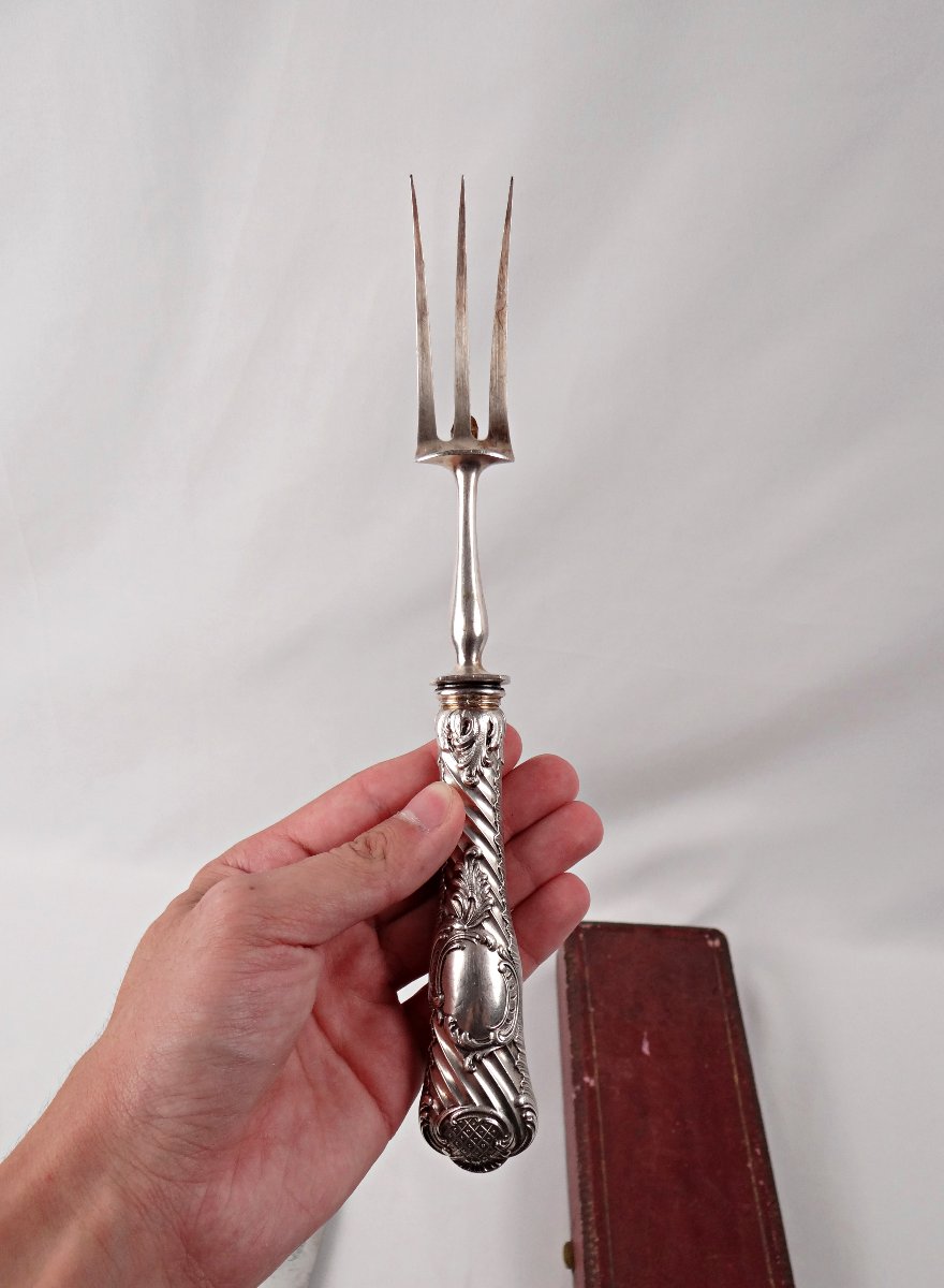 Couverts a gigot en argent Boulenger orfèvrerie Parisienne style baroque XIXe siècle-photo-3