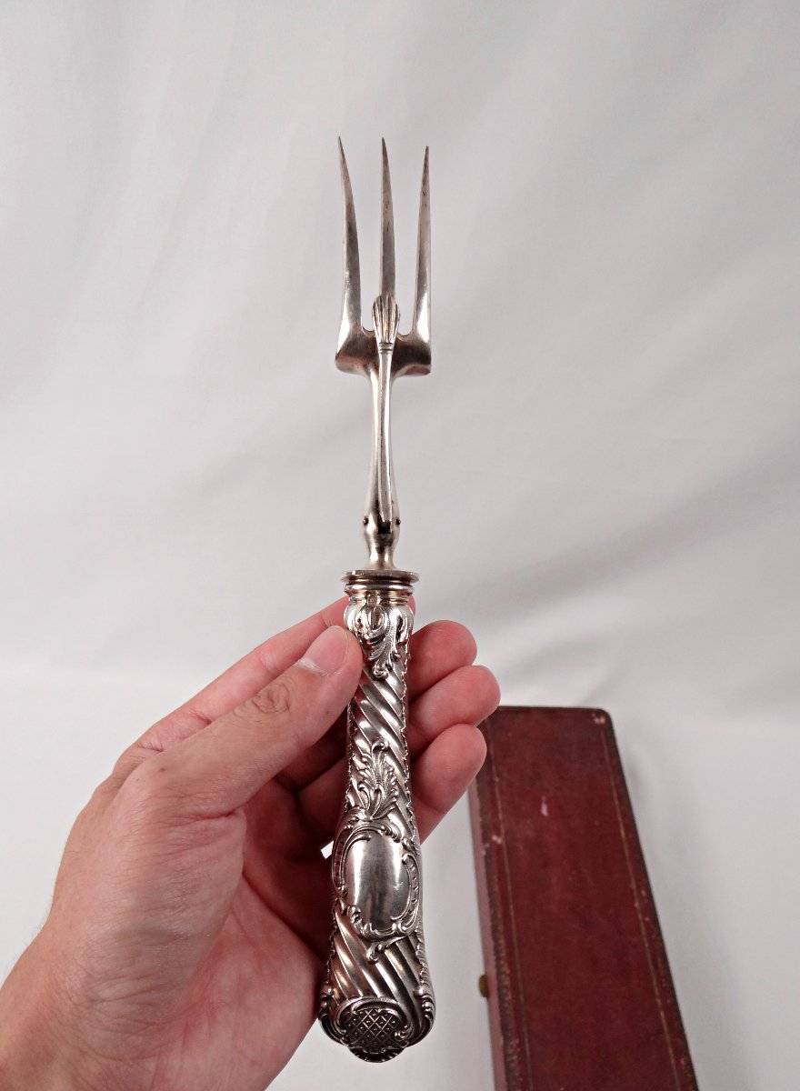 Couverts a gigot en argent Boulenger orfèvrerie Parisienne style baroque XIXe siècle-photo-4