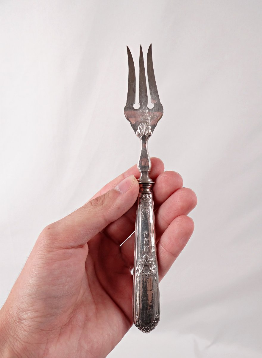 Couverts à poisson en argent 12 personnes style Louis XVI J. Blum Joaillier Strasbourg XIXe-photo-3