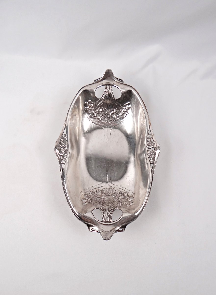 Gallia Christofle Art Nouveau Bread Basket In Silver-plated Metal, Early 20th Century-photo-2