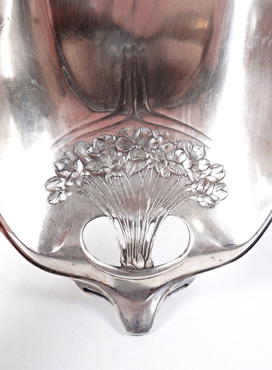 Gallia Christofle Art Nouveau Bread Basket In Silver-plated Metal, Early 20th Century-photo-4