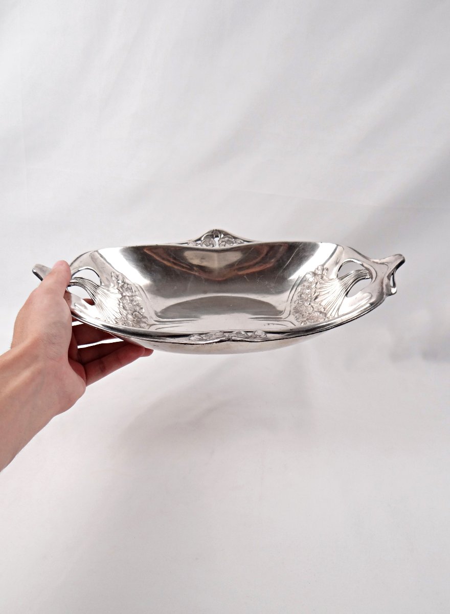 Gallia Christofle Art Nouveau Bread Basket In Silver-plated Metal, Early 20th Century-photo-1
