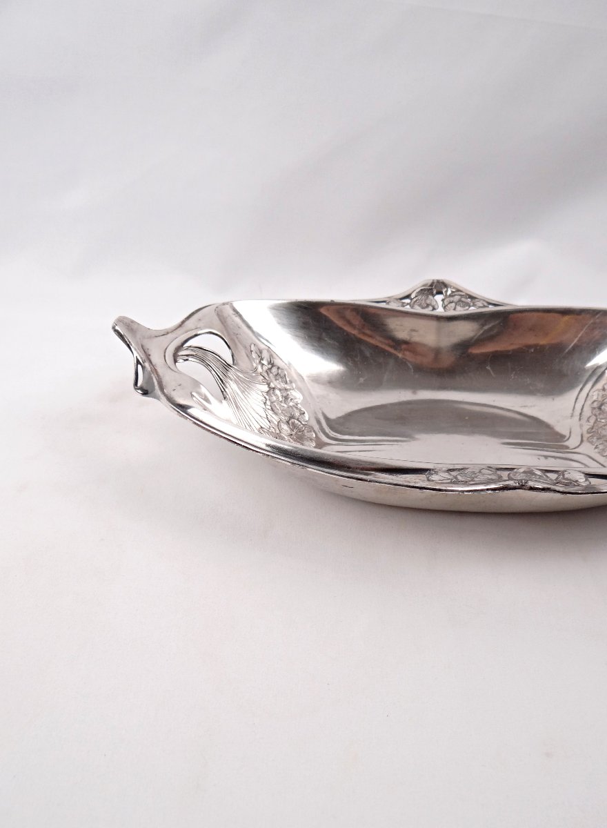 Gallia Christofle Art Nouveau Bread Basket In Silver-plated Metal, Early 20th Century-photo-2