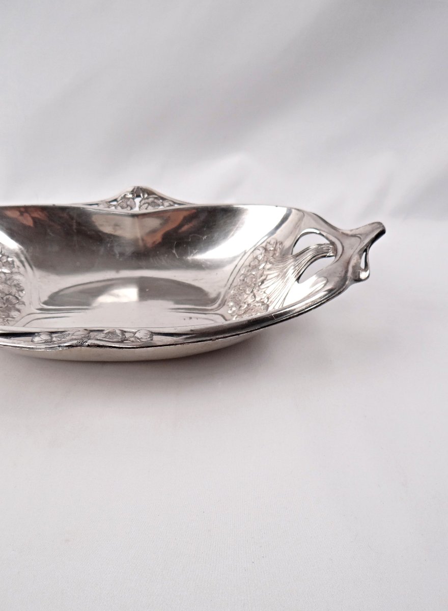 Gallia Christofle Art Nouveau Bread Basket In Silver-plated Metal, Early 20th Century-photo-3