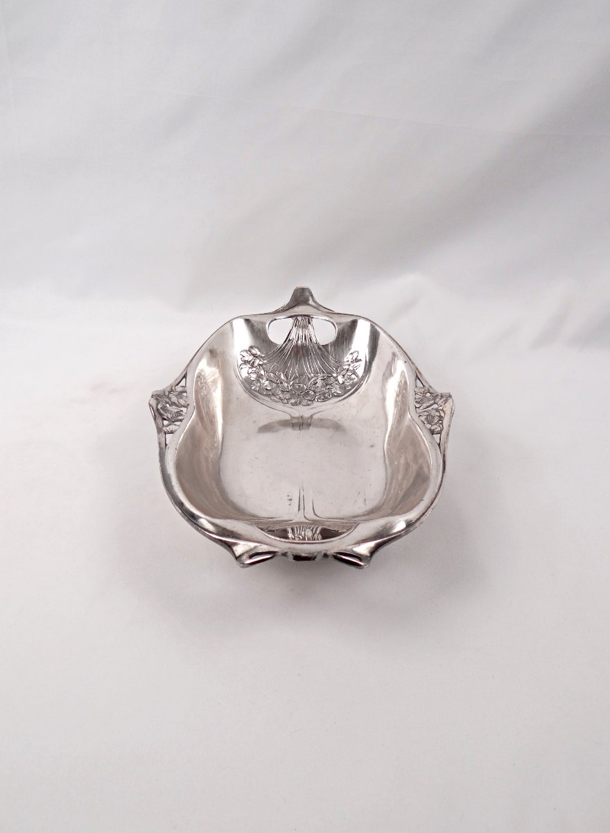 Gallia Christofle Art Nouveau Bread Basket In Silver-plated Metal, Early 20th Century-photo-4