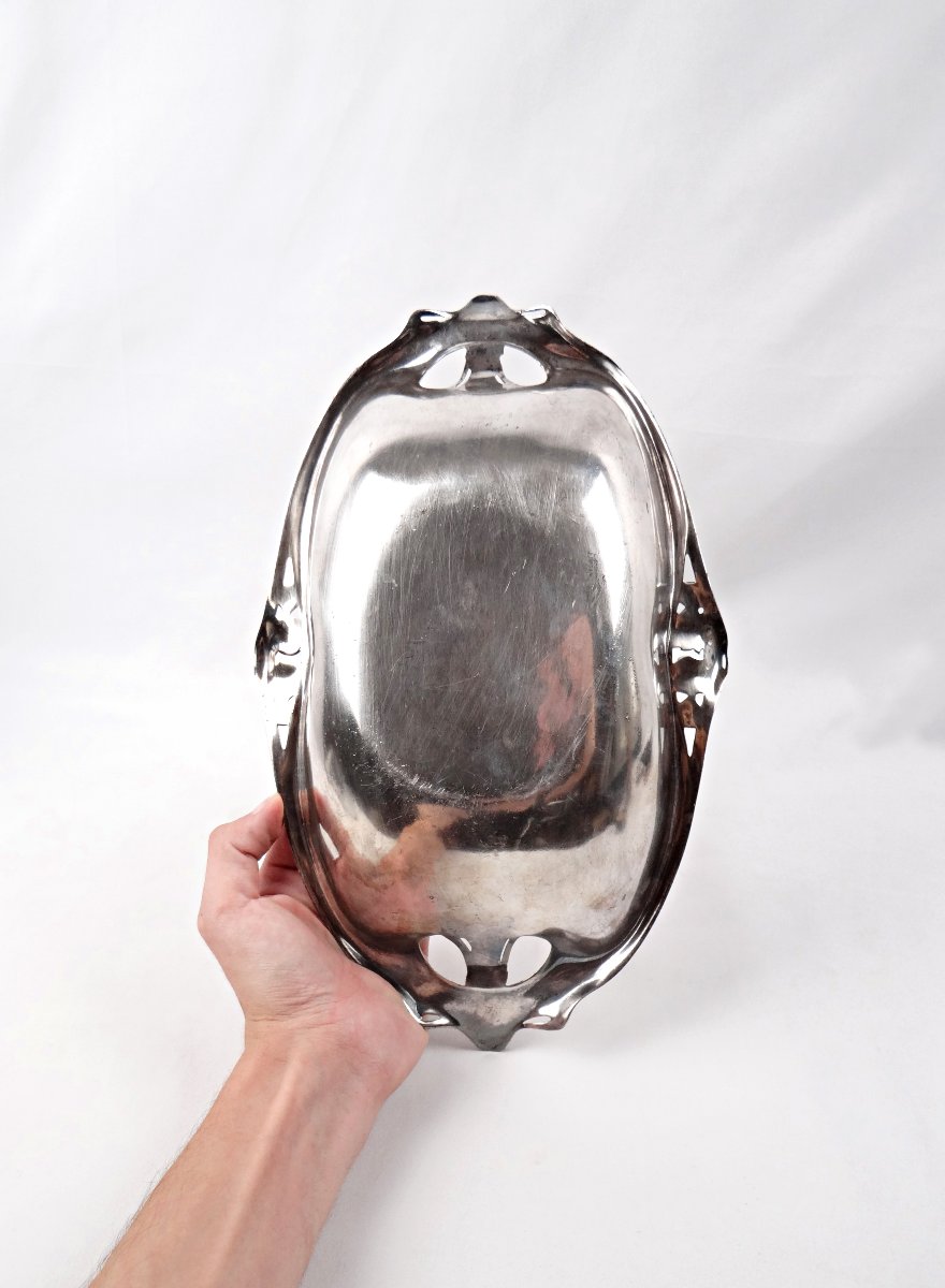 Gallia Christofle Art Nouveau Bread Basket In Silver-plated Metal, Early 20th Century-photo-5