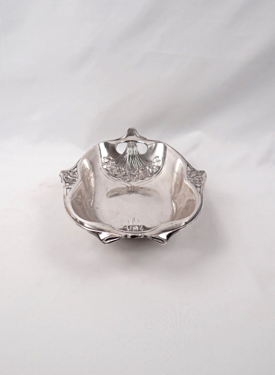 Gallia Christofle Art Nouveau Bread Basket In Silver-plated Metal, Early 20th Century-photo-8