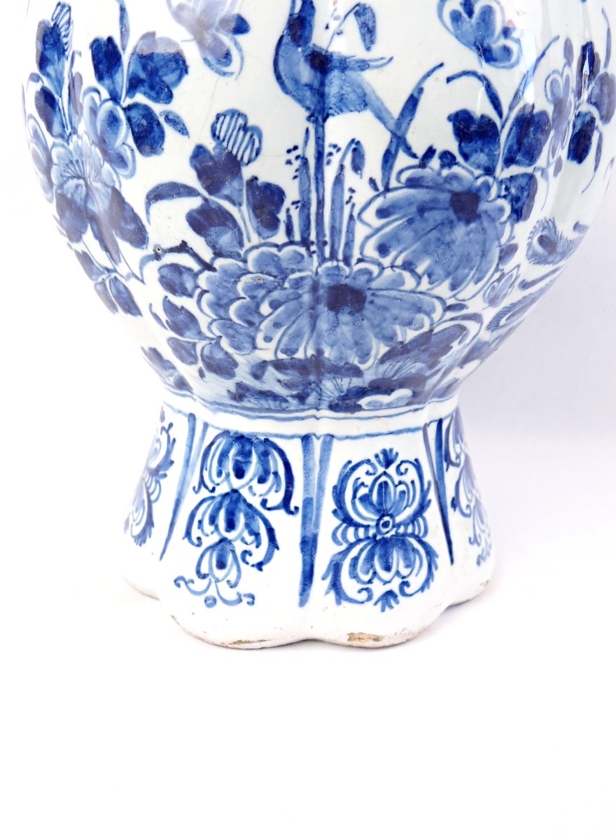 Vase potiche en faïence de Delft début XVIIIe siècle bleu & blanc-photo-1