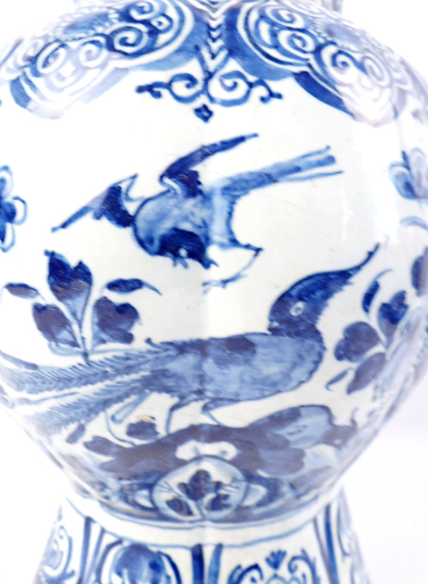 Vase potiche en faïence de Delft début XVIIIe siècle bleu & blanc-photo-5