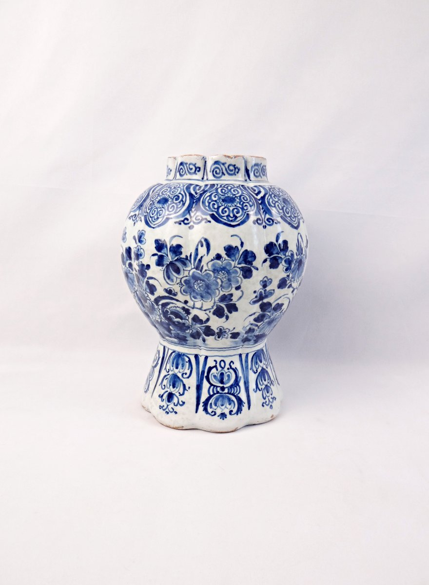 Vase potiche en faïence de Delft début XVIIIe siècle bleu & blanc-photo-6