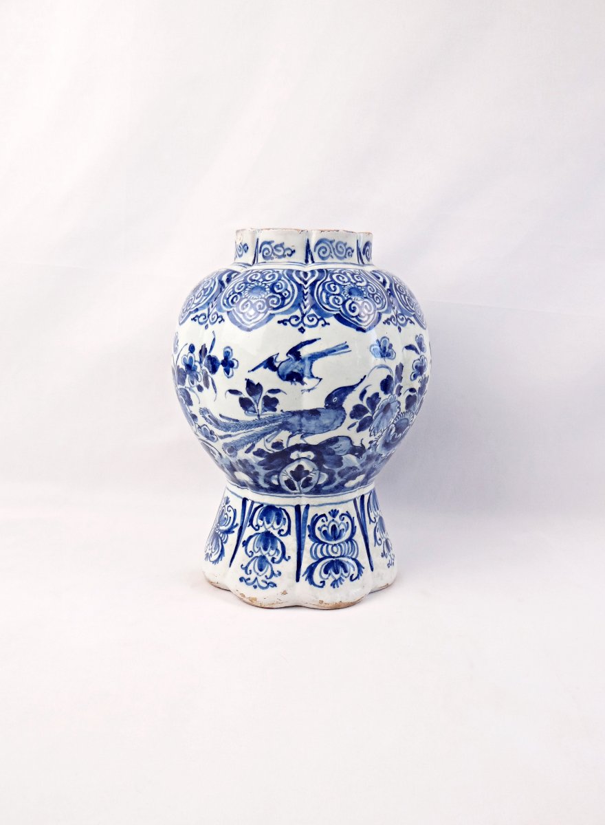Vase potiche en faïence de Delft début XVIIIe siècle bleu & blanc