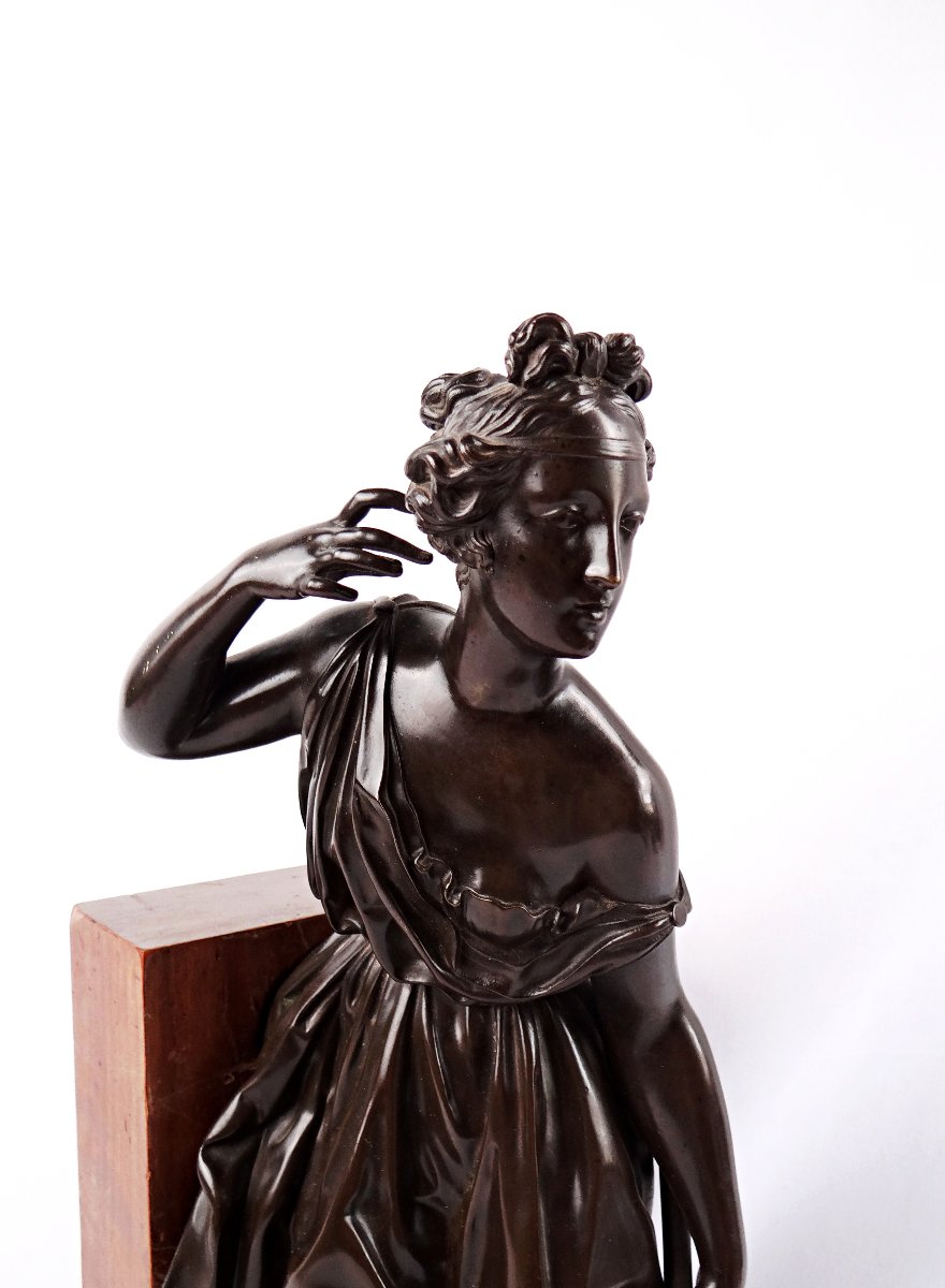 Diane chasseresse sculpture en bronze sur socle en bois fin XIXe-photo-2