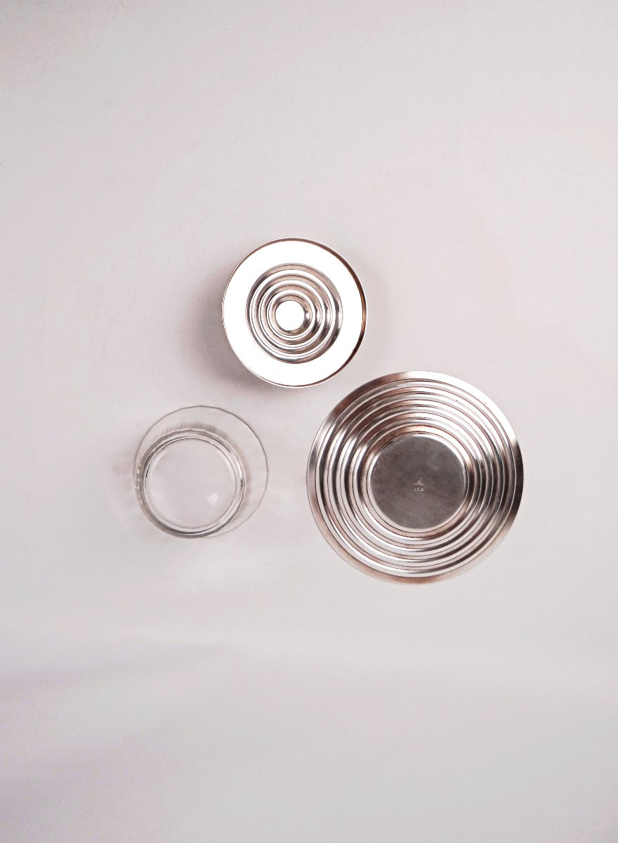 Luc Lanel Jam Jar For Christofle Art Deco, "ondulation" Model, Glass & Silver-plated Metal-photo-2